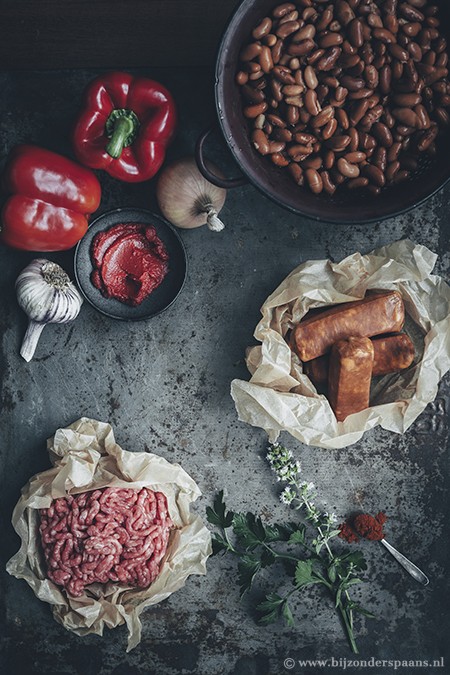 Chili con carne met chorizo en gerookte paprikapoeder