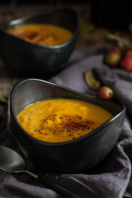 Sopa de calabaza, garbanzos y zanahoria (pompoensoep met kikkererwten en wortel)